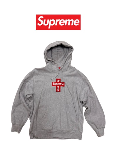 Supreme Cross Box Logo Hooded Sweatshirt "Grey"