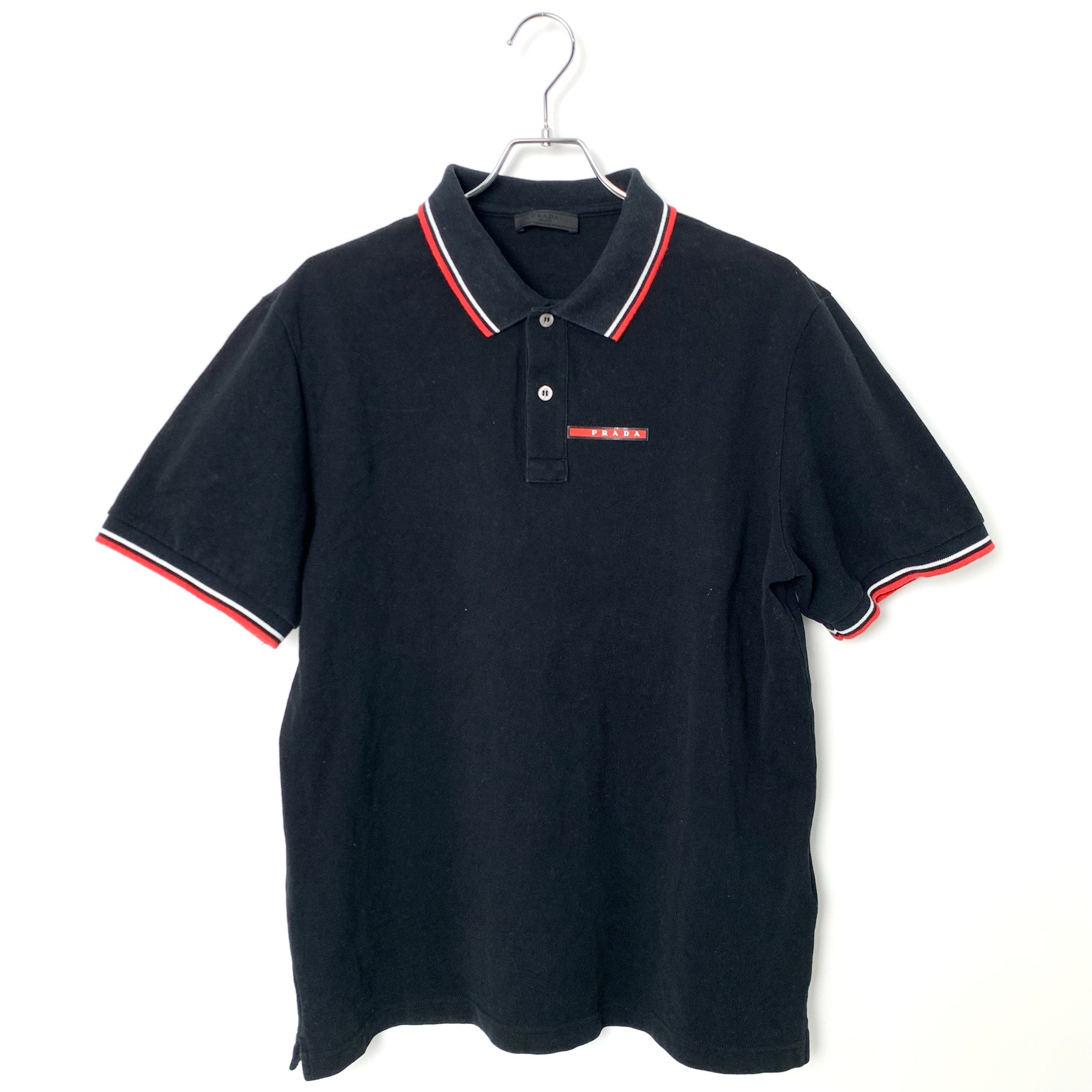 PRADAラバーロゴ ポロシャツ Black