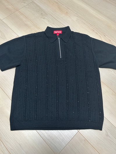 Supreme Beaded Zip Polo "Black"