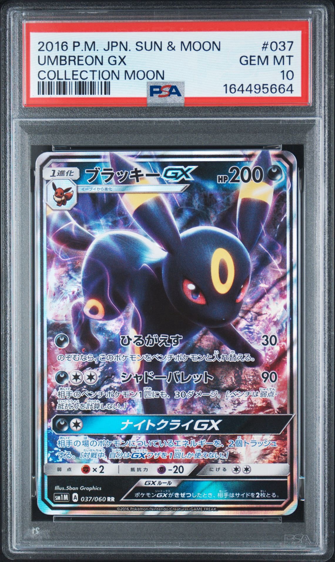 ブラッキーGX RR 美品　SM1M コレクションムーン 037/060 PSA10】ブラッキーGX RR[SM1M 037/060](拡張パック「コレクション
