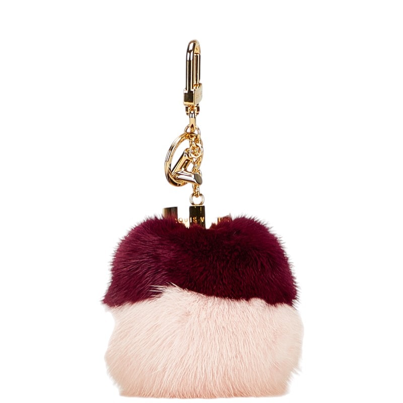 ルイ ヴィトン バブル デュオ チャーム キーホルダー M00018 パープル ピンク ゴールド ミンク メッキ レディース LOUIS VUITTON 【中古】