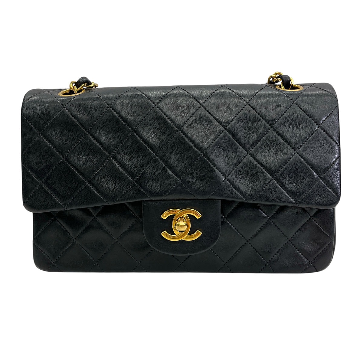 CHANEL シャネル マトラッセ Wフラップ 23 チェーン ショルダーバッグ レザー ブラック  レディース【中古】