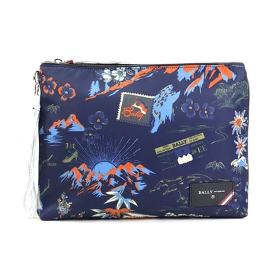バリー BALLY クラッチバッグ ナイロン ネイビー系 ユニセックス【中古】 56142g