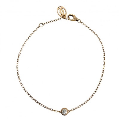 CARTIER カルティエ ブレスレット ダムール 一粒ダイヤ ジュエリー アジャスター付き アクセサリー Au750 18金PG K18ピンクゴールド ダイヤモンド レディース 約2.2g【中古品】