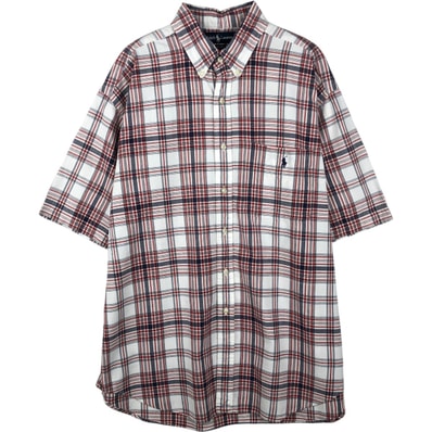 古着 ラルフローレン Ralph Lauren BLAIRE 半袖 ボタンダウン チェックシャツ メンズXL相当/eaa643956