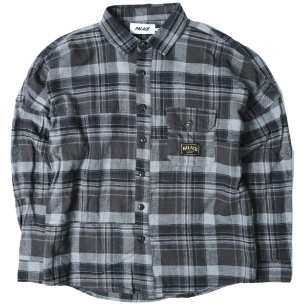 PALACE SKATEBOARDS パレス スケートボード 25AW LUMBER YAK PATCH OVERSHIRT コットンフランネル パッチワークオーバーシャツ S BLACK 長袖 トップス g28035