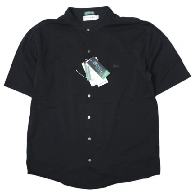 LACOSTE x EDIFICE ラコステ エディフィス 24SS 別注 バンドカラー フルオープン ポロシャツ CH100MJ / 24071310302420 FR 40/US M BLACK 半袖 トップス g28283