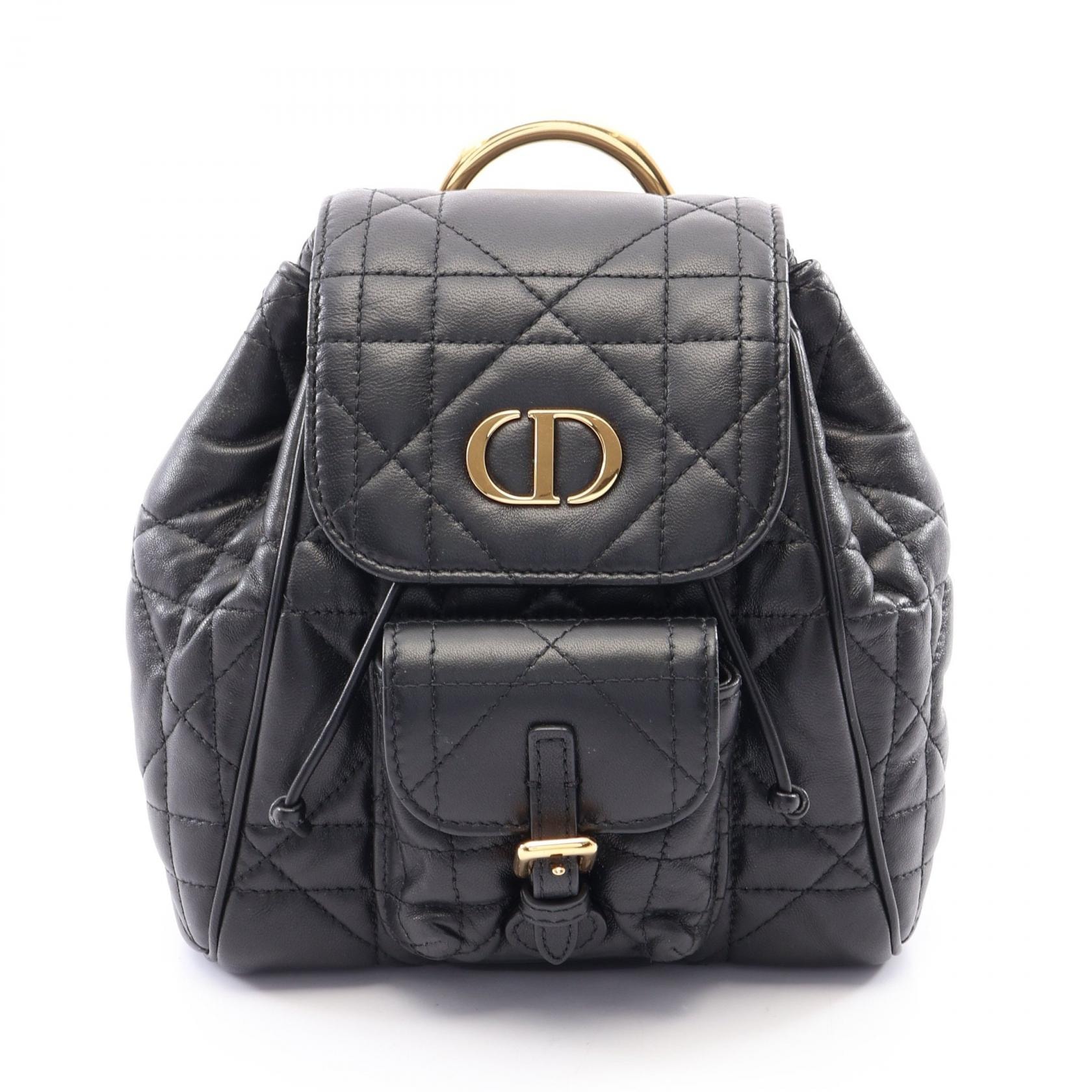 ディオール Dior CARO カロ スモール マクロカナージュ リュックサック バックパック バッグ レザー レディース ブラック系 M6302UNOZ 【中古】