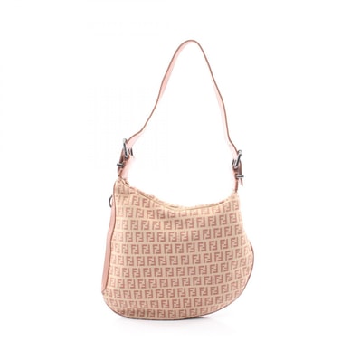 フェンディ FENDI ズッキーノ ショルダーバッグ バッグ キャンバス レザー レディース アイボリー系 / ピンク系 8BR228 【中古】