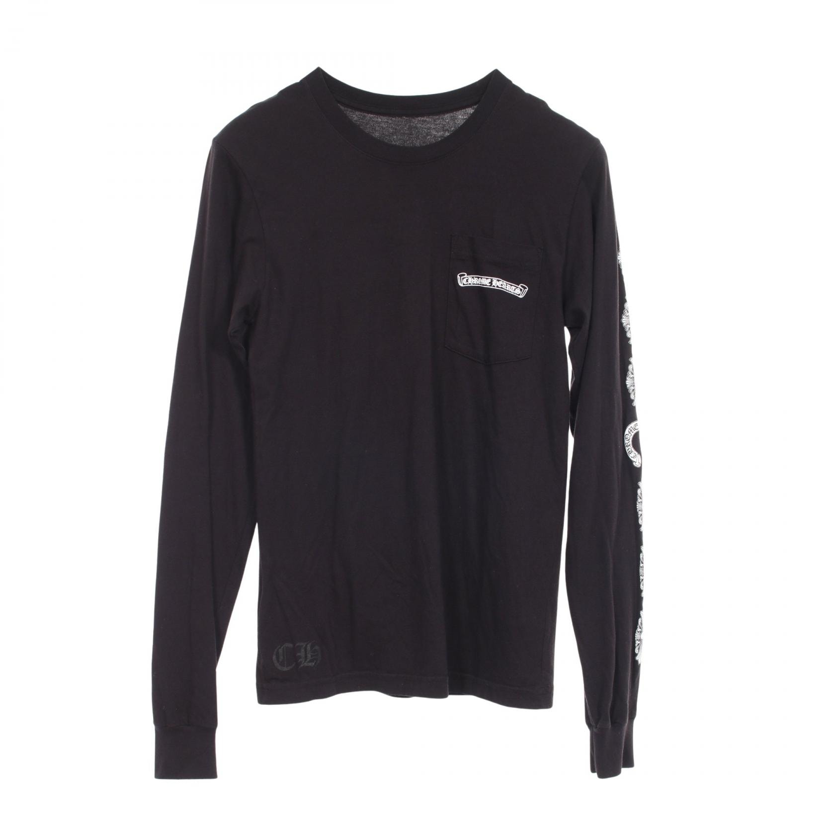クロムハーツ CHROME HEARTS スクロールラベル 長袖Tシャツ 衣料品 トップス コットン メンズ ブラック系 【中古】
