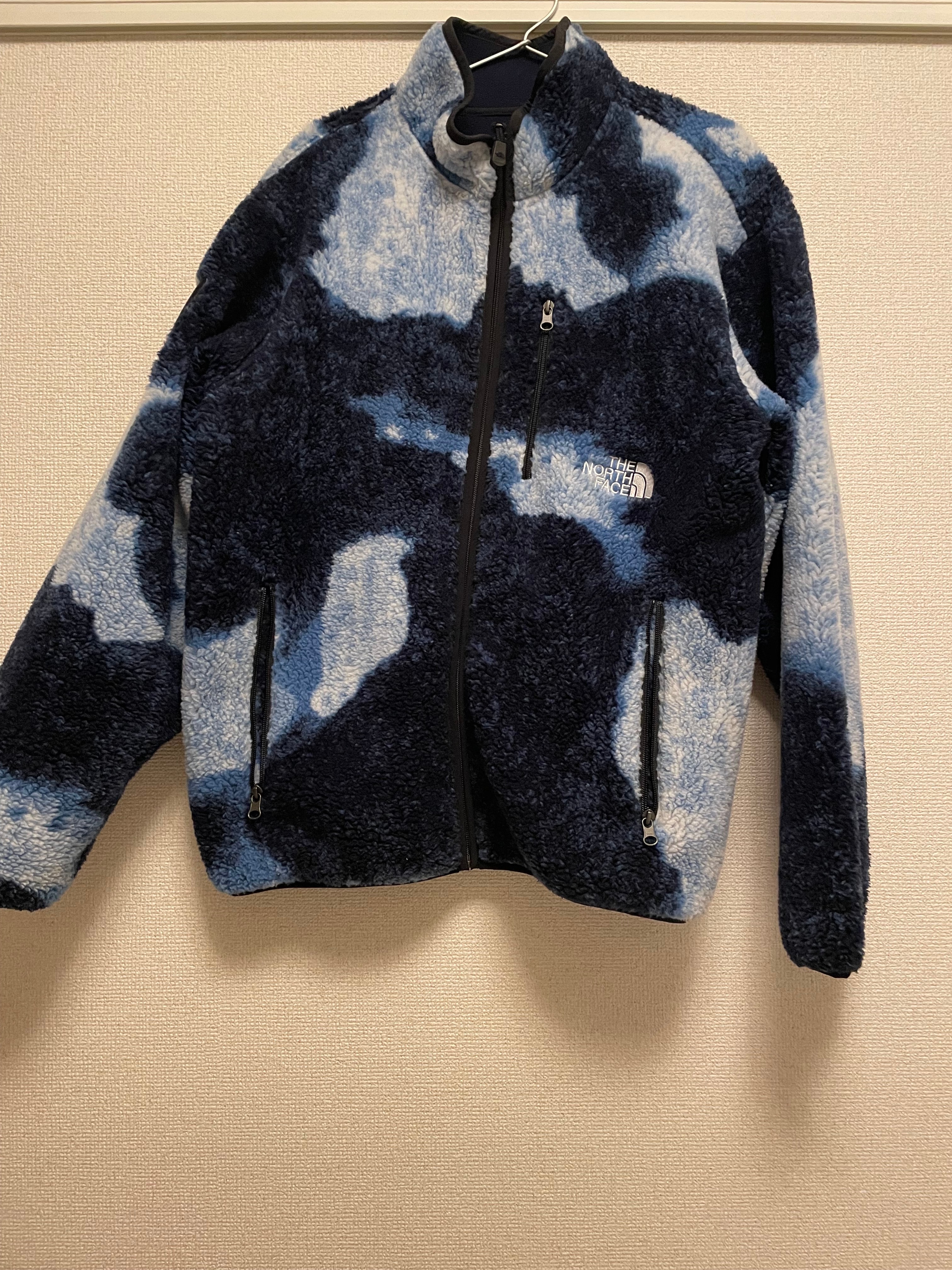 Supreme x The North Face Bleached Denim Print Fleece Jacket "Indigo"