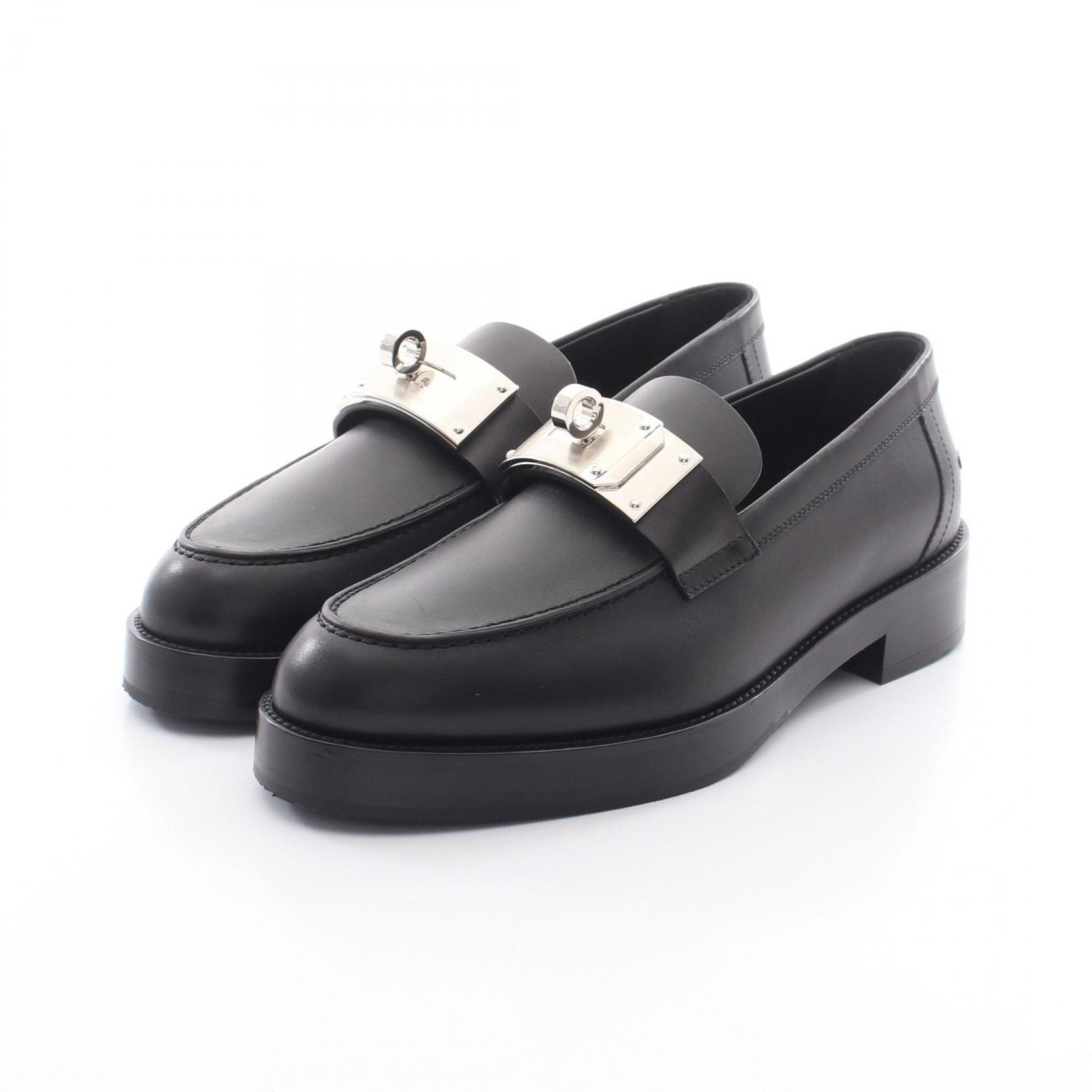 エルメス HERMES モカシン ホット ローファー 靴 レザー レディース ブラック系 【中古】