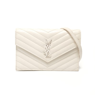 イヴ・サンローラン YSL カサンドラ 金具シルバー ショルダーバッグ【中古】