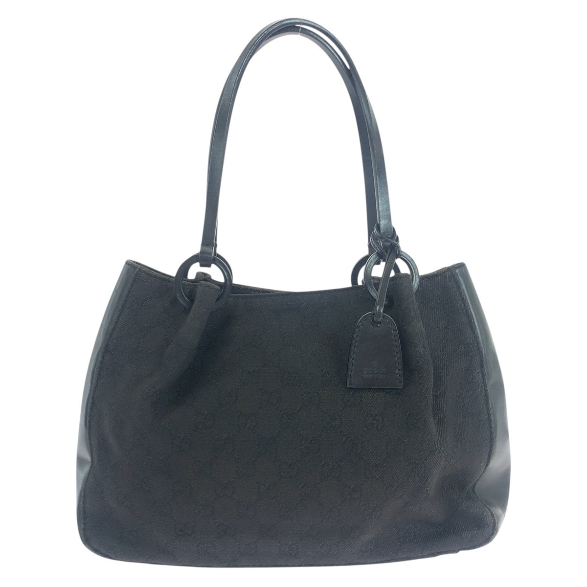 GUCCI グッチ GGキャンバス×レザー ハンドバッグ トートバッグ ブラック GUCCI 美品 グッチ ジャッキー ブラック 黒 シルバー金具 GG