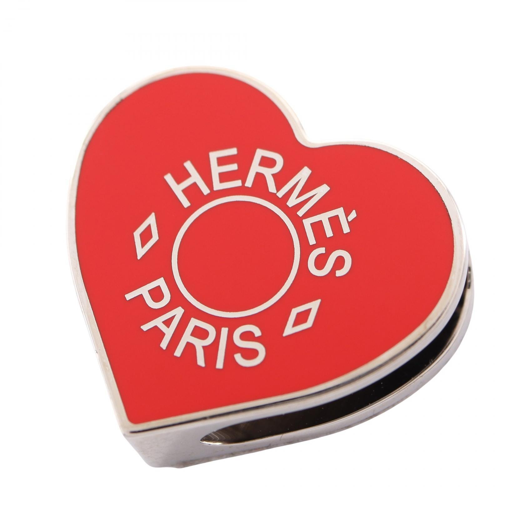 エルメス HERMES クールハート スカーフリング アクセサリー メタル レディース レッド系 / シルバー系 【中古】