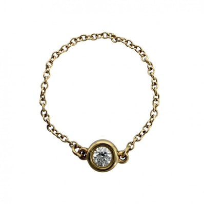 TIFFANY&Co. ティファニー 指輪 エルサペレッティ バイザヤード リング ジュエリー アクセサリー 18金YG Au750 K18イエローゴールド ダイヤモンド0.07ct 約13号 レディース 約0.6g 美品【中古品】