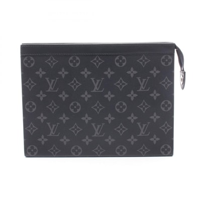ルイ・ヴィトン LOUIS VUITTON ポシェット ヴォワヤージュMM モノグラムエクリプス セカンドバッグ クラッチバッグ バッグ PVCコーティングキャンバス レザー メンズ ブラック系 M61692 【中古】