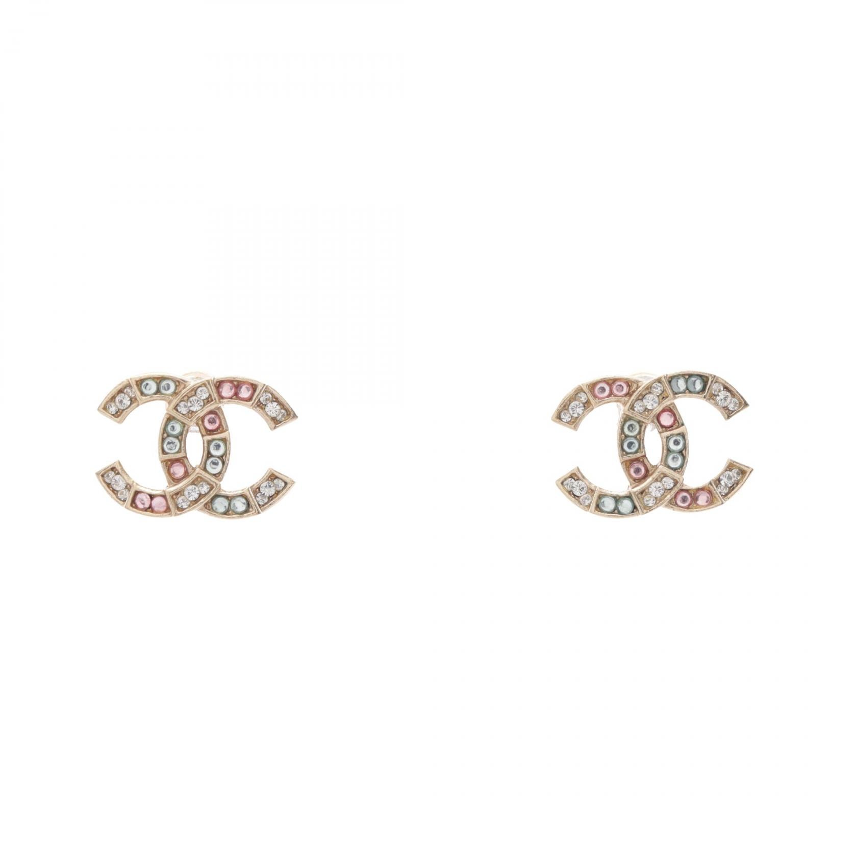 シャネル CHANEL C20A ココマーク ピアス ジュエリー GP(ゴールドメッキ) ラインストーン レディース ゴールド系 / クリア系 / ピンク系 【中古】
