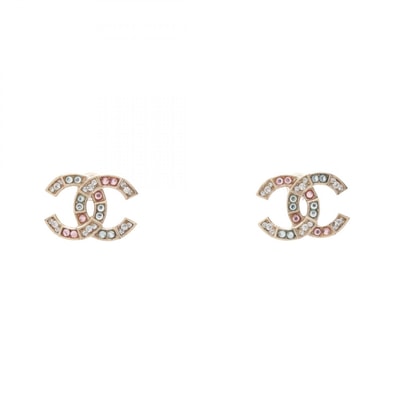 シャネル CHANEL C20A ココマーク ピアス ジュエリー GP(ゴールドメッキ) ラインストーン レディース ゴールド系 / クリア系 / ピンク系 【中古】
