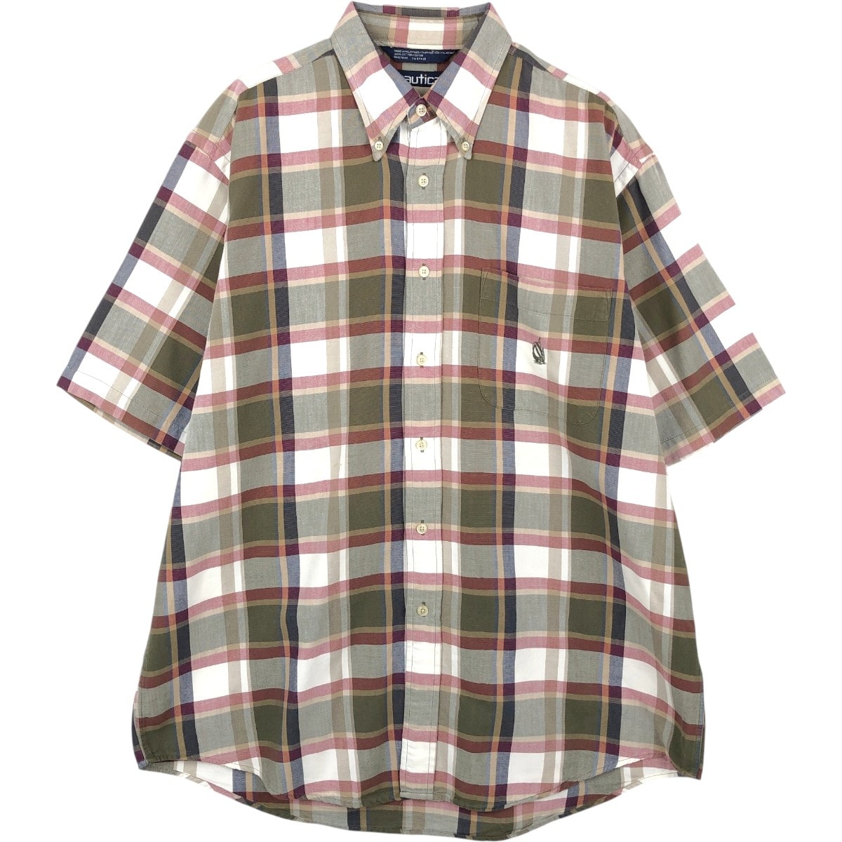 古着 90年代 ノーティカ NAUTICA 半袖 ボタンダウン チェックシャツ メンズL相当 ヴィンテージ/eaa668719