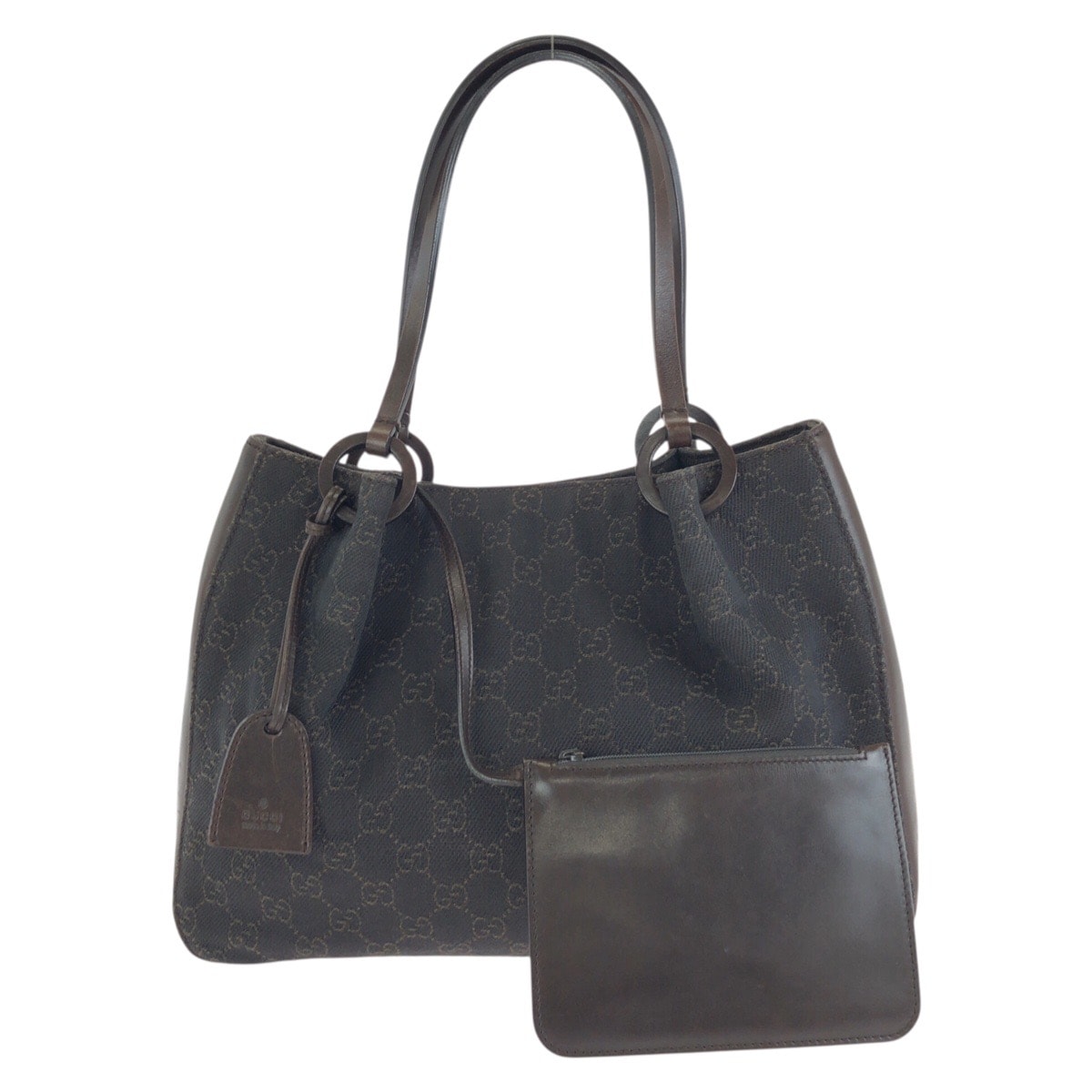 美品 GUCCI グッチ ダークブラウン シルバー金具 GGキャンバス レザー/ トートバッグ ショルダーバッグ 603293 【中古】
