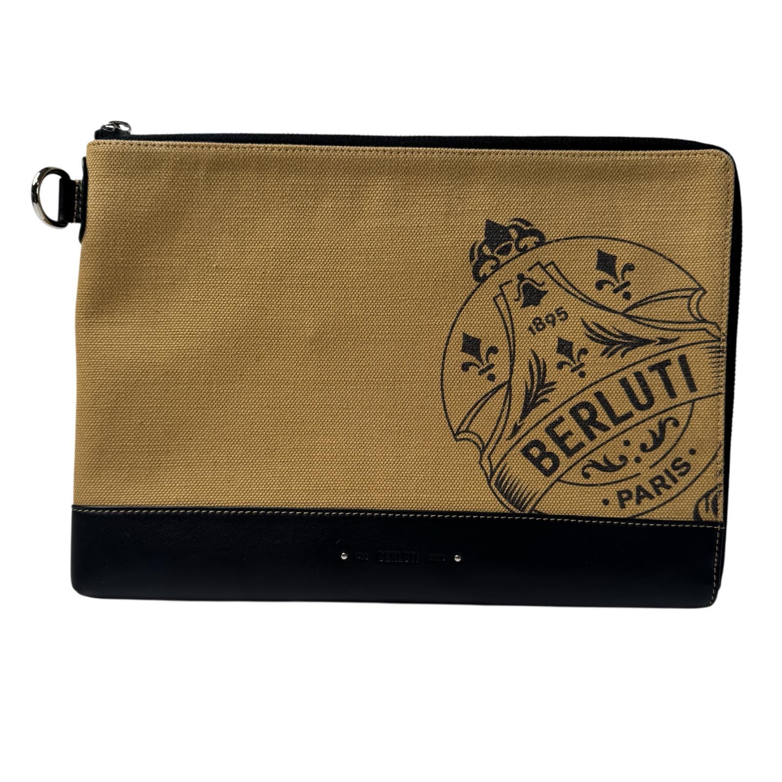 美品 ベルルッティ Berluti ニノ クラッチバッグ GM キャンバス×レザー メンズ