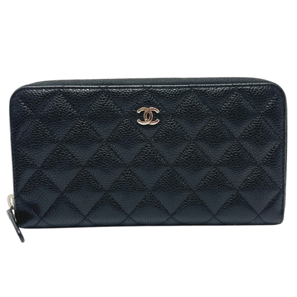 シャネル CHANEL ココマーク AP0242 マトラッセ 財布 ラウンド ラウンドジップ ロングウォレット 長財布 キャビアスキン ブラック