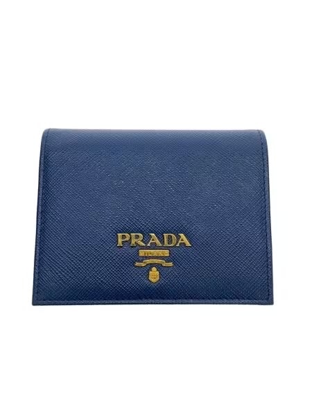 PRADA Saffiano Compact Wallet "Navy"