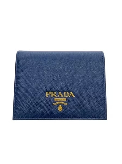 PRADA Saffiano Compact Wallet "Navy"