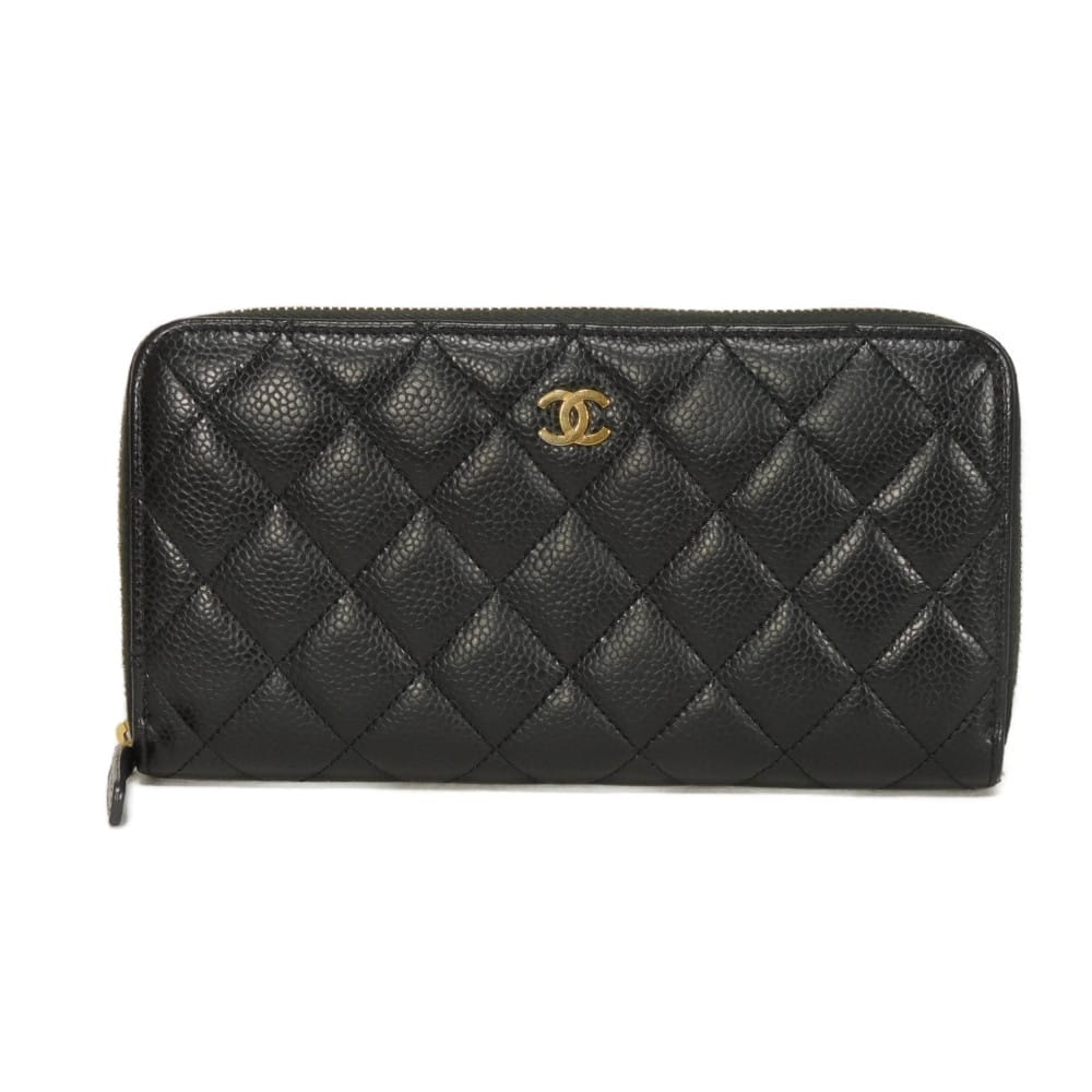 CHANEL シャネル ロング ジップ ウォレット ココマーク CCマーク グレイン カーフ ボルドー ラウンドファスナー コンパートメント 札入れ カードケース コインケース 29番台 マトラッセ キャビアスキン ブラック 長財布 AP0242