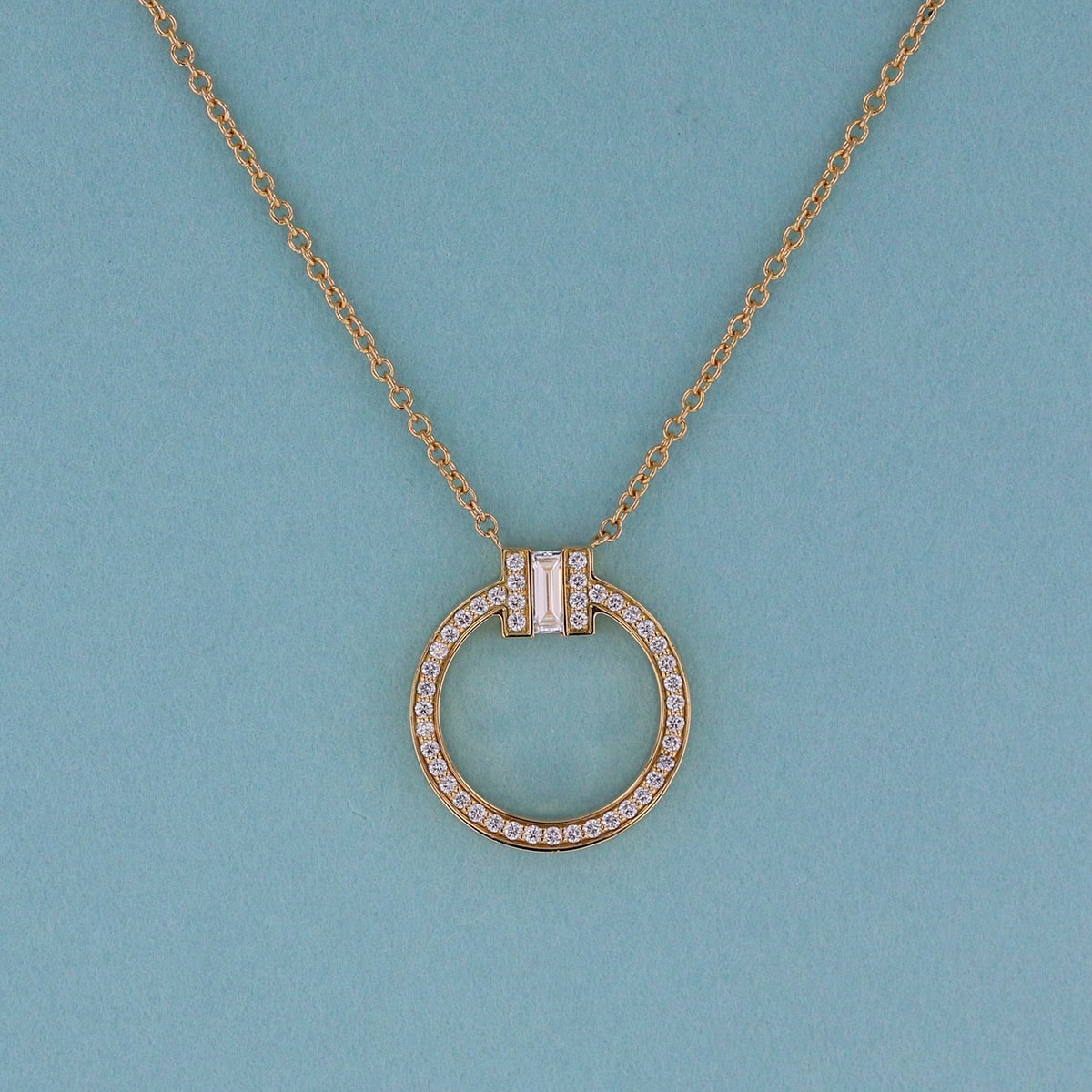 【お値下げ品】TIFFANY&Co. ティファニー T ダイヤモンド ペンダント 750YG ネックレス K18イエローゴールド ゴールド レディース【中古】