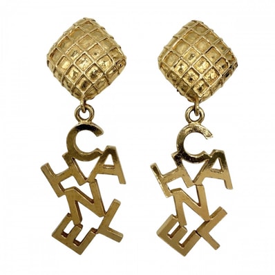 CHANEL シャネル イヤリング スイング ロゴ アクセサリー GP ゴールド レディース 約23.4g【中古品】