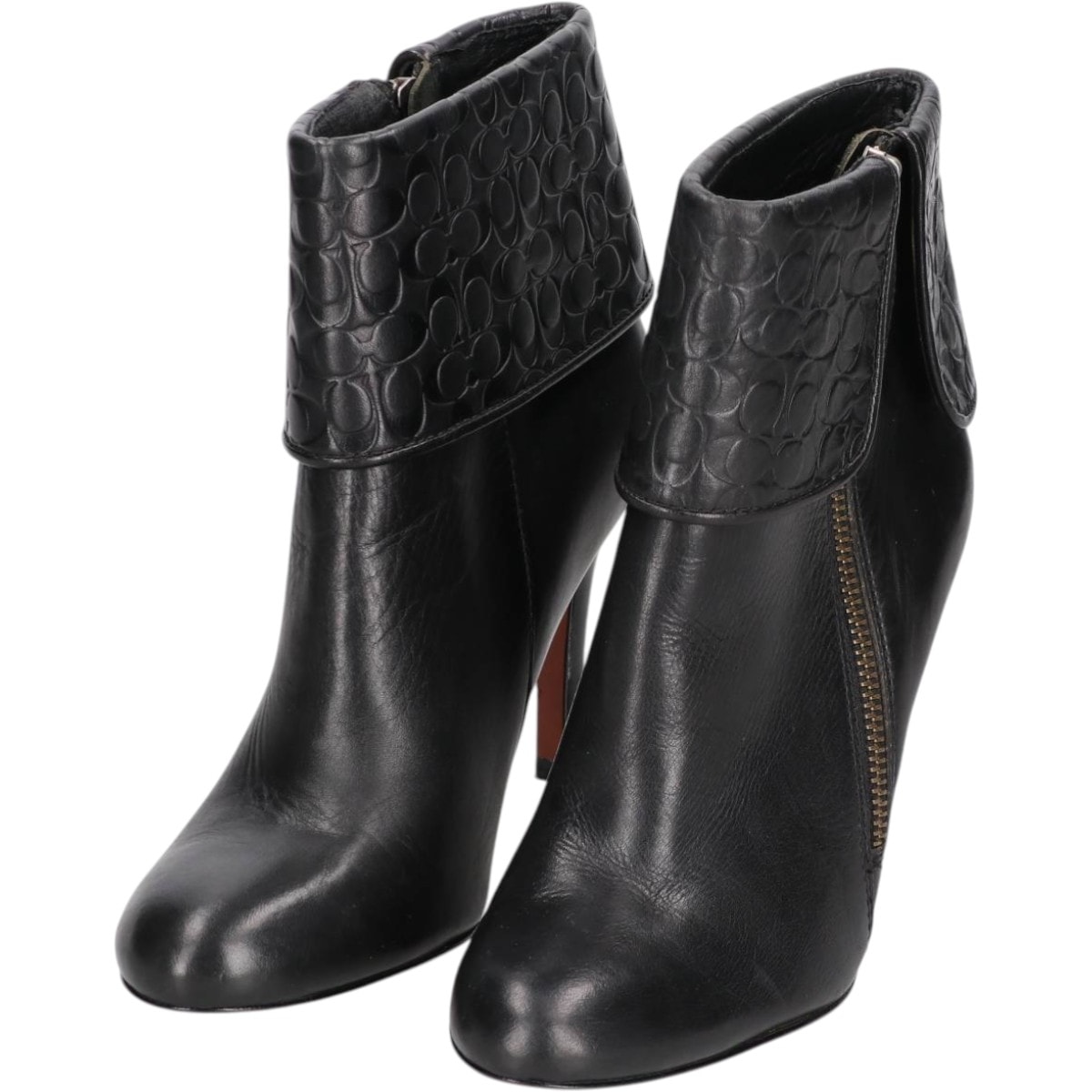 古着 コーチ COACH サイドジップ ショートブーツ 6B レディース23.0cm相当/saa013583