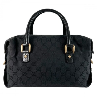 GUCCI グッチ ハンドバッグ モノグラム 120886 GGキャンバス レザー ブラック 黒 ゴールド金具 レディース【中古品】