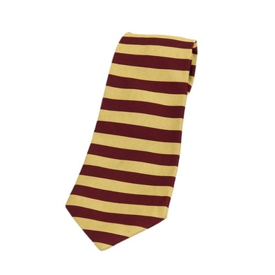 【中古】ブルックスブラザーズ Brooks Brothers MAKERS シルク ボーダー柄ネクタイ イエローxバーガンディ【メンズ】