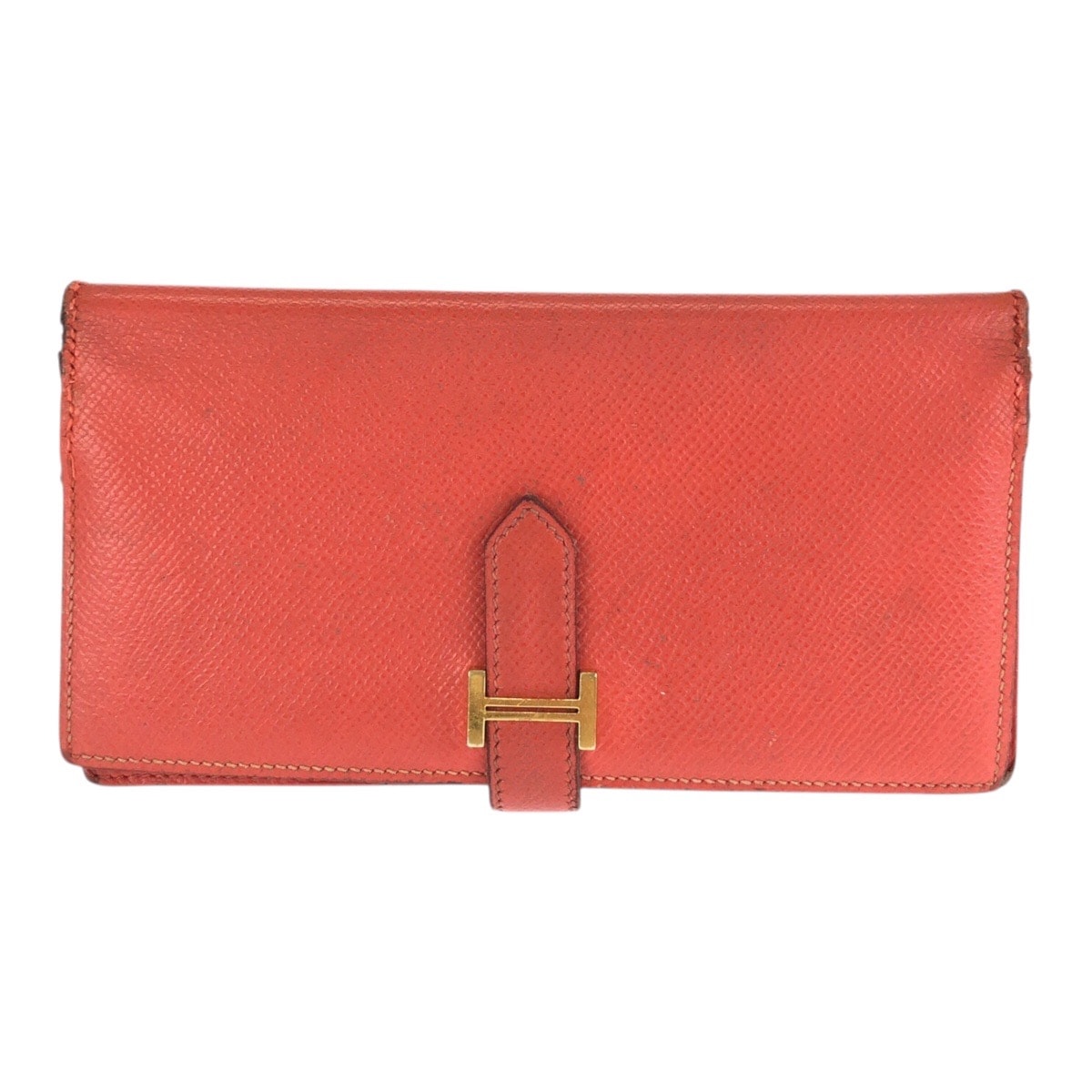 HERMES エルメス べアンスフレ オレンジフィールド オレンジ ゴールド金具 ヴォーエプソン 長財布 ロングウォレット T刻印 601781 【中古】
