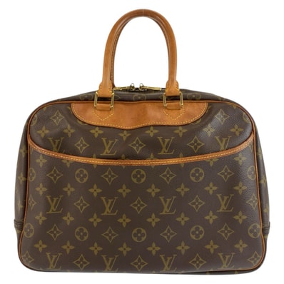 LOUIS VUITTON ルイヴィトン モノグラム ドーヴィル ブラウン ゴールド金具 PVC レザー/ ハンドバッグ ボストンバッグ 1-0294288 【中古】