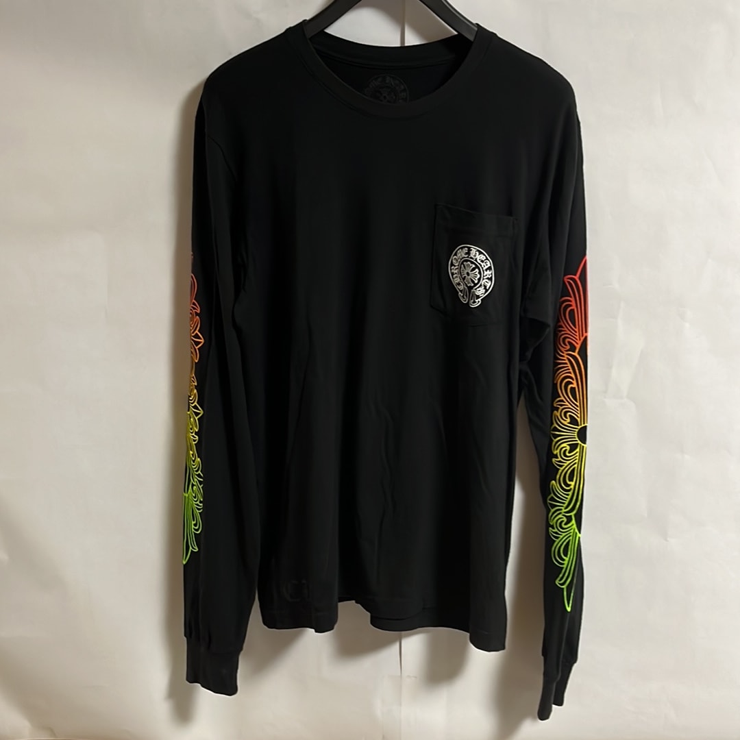 Chrome Hearts Back Grad Circle Logo Floral Sleeve Gradient L/S Tee "Black"