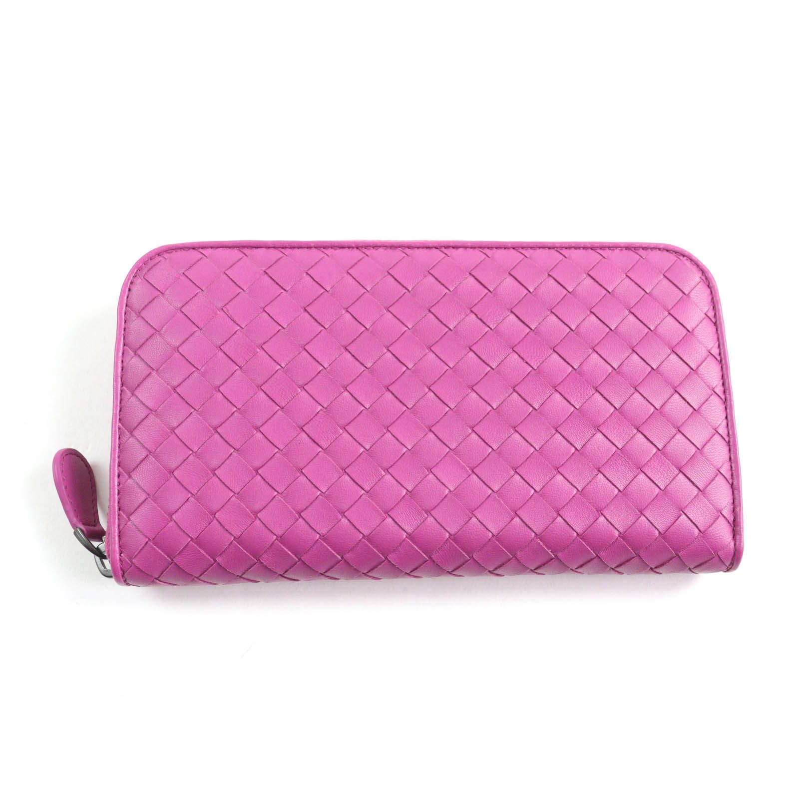 Bottega Veneta Intrecciato Lambskin Zip Around Wallet "Peony"