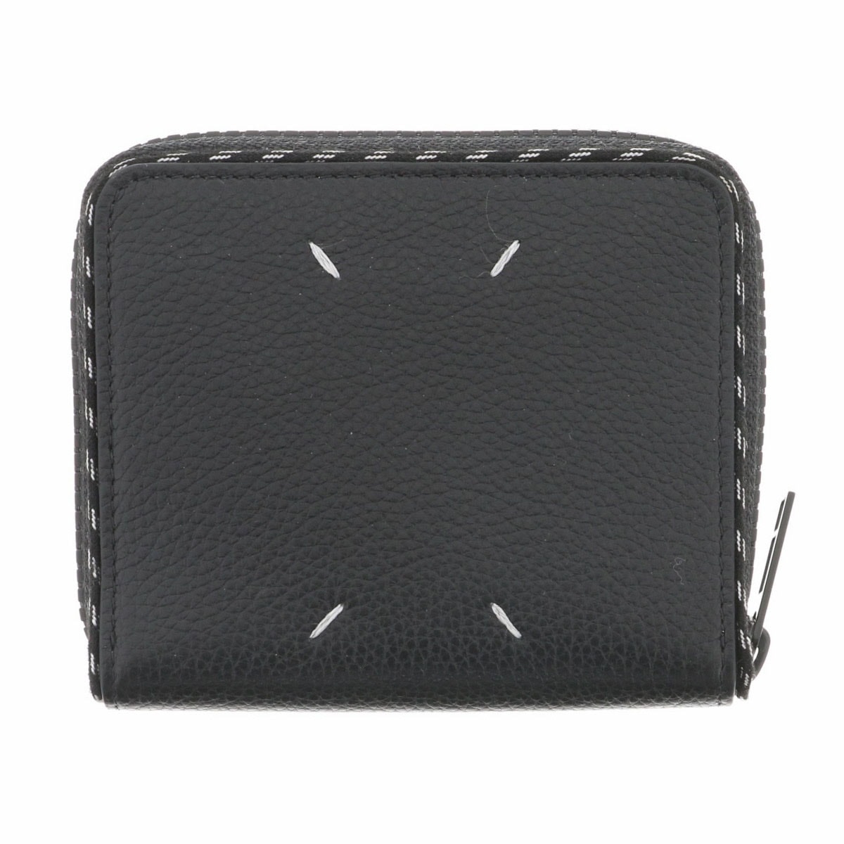 Maison Margiela メゾン マルジェラ ラウンドジップ コンパクトウォレット 二つ折り財布 S55UI0197 P0396 レザー ブラック  レディース【中古】