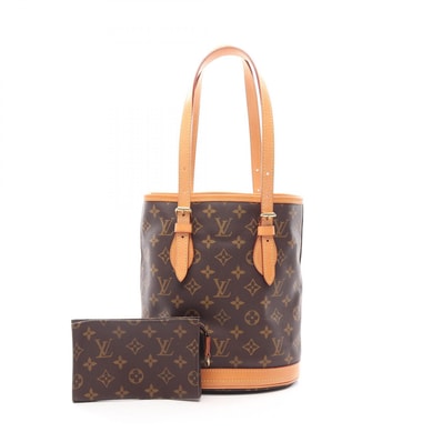 ルイ・ヴィトン LOUIS VUITTON バケットPM モノグラム ハンドバッグ バッグ PVCコーティングキャンバス レザー レディース ブラウン系 M42238 【中古】
