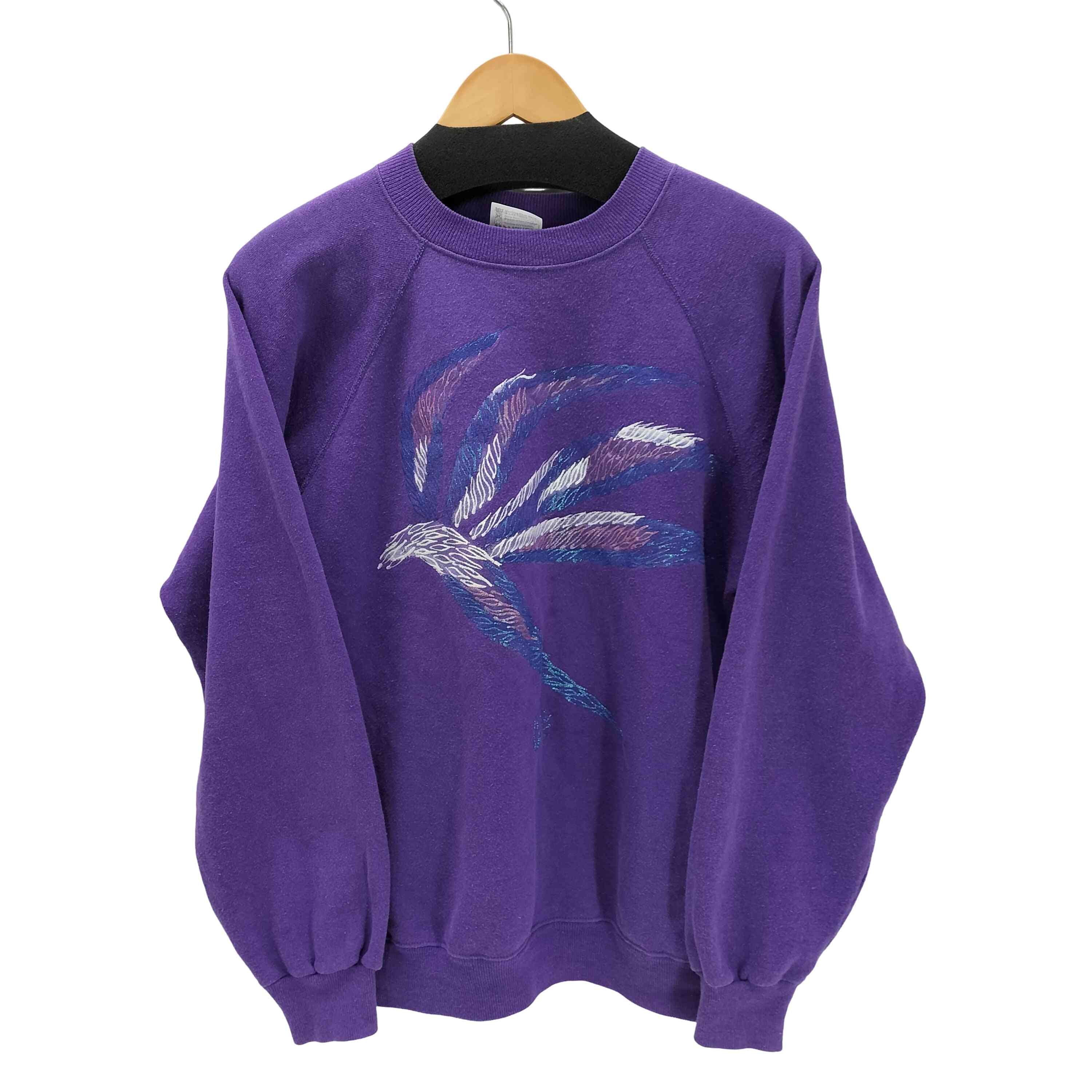 90S USA製 ラメ プリント デザイン ラグラン スウェット トレーナー【1141179258676】