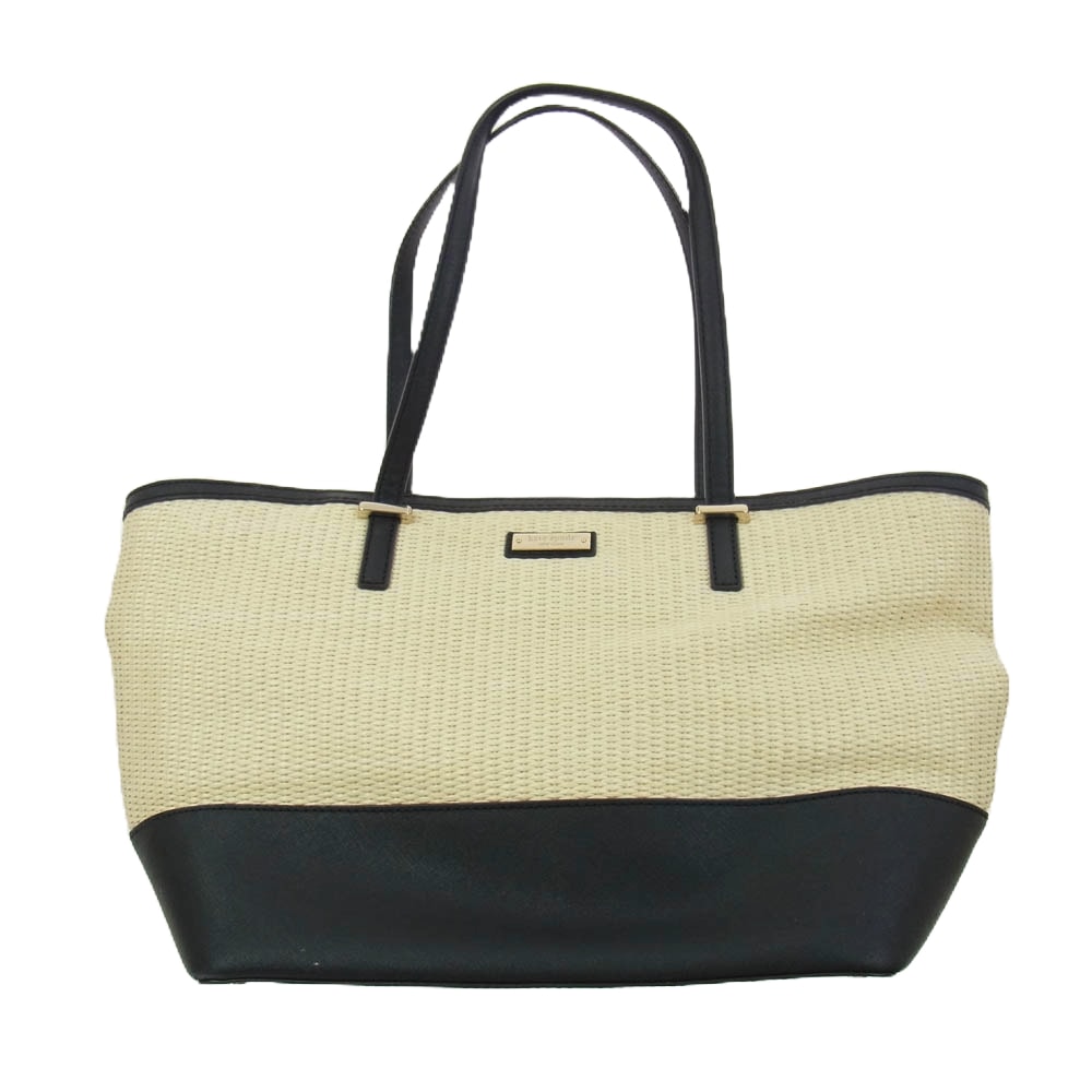 Kate Spade ケイトスペード その他バッグ ストロー サフィアーノ レザー かご バッグ トートバッグ ベージュ系 ブラック系【中古】