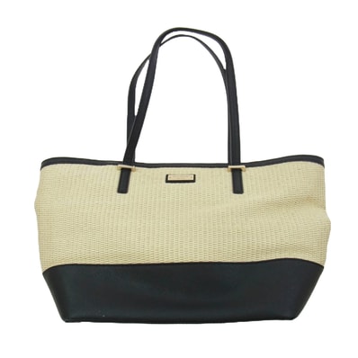 Kate Spade ケイトスペード その他バッグ ストロー サフィアーノ レザー かご バッグ トートバッグ ベージュ系 ブラック系【中古】