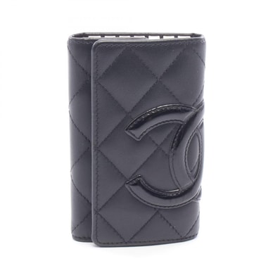 シャネル CHANEL カンボンライン キーケース アクセサリー レザー パテントレザー レディース ブラック系 【中古】