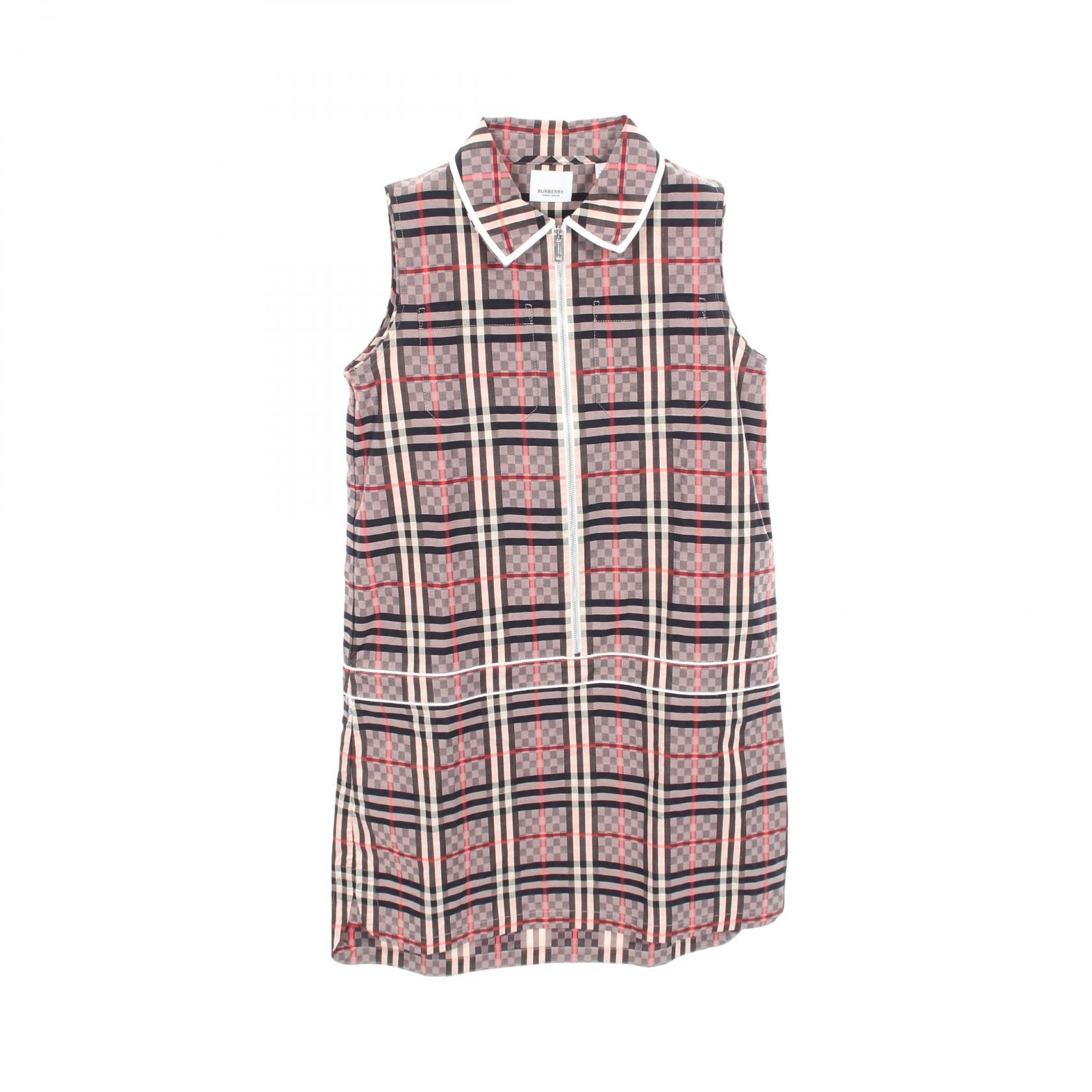 バーバリー BURBERRY チェック ノースリーブ ワンピース 衣料品 トップス コットン レディース ピンク系 / マルチカラー 【中古】