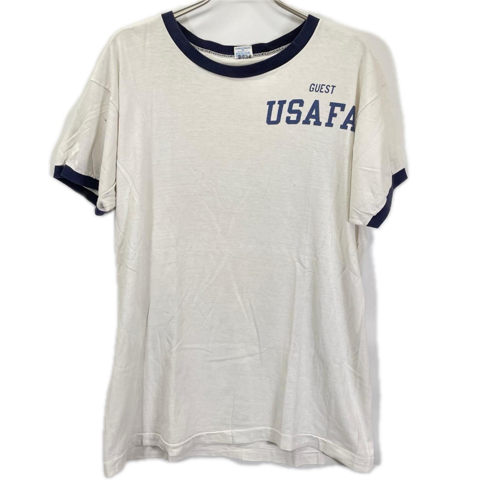 チャンピオン 70'S USA製 USAFA GUEST バータグ リンガーTシャツ XL