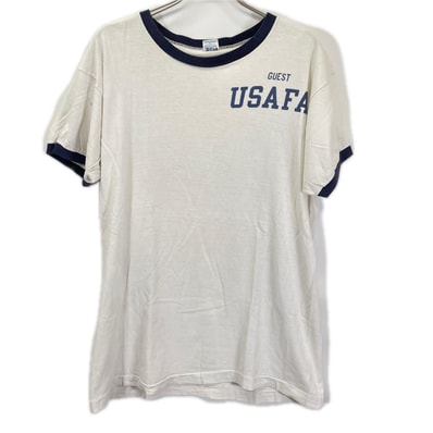 チャンピオン 70'S USA製 USAFA GUEST バータグ リンガーTシャツ XL
