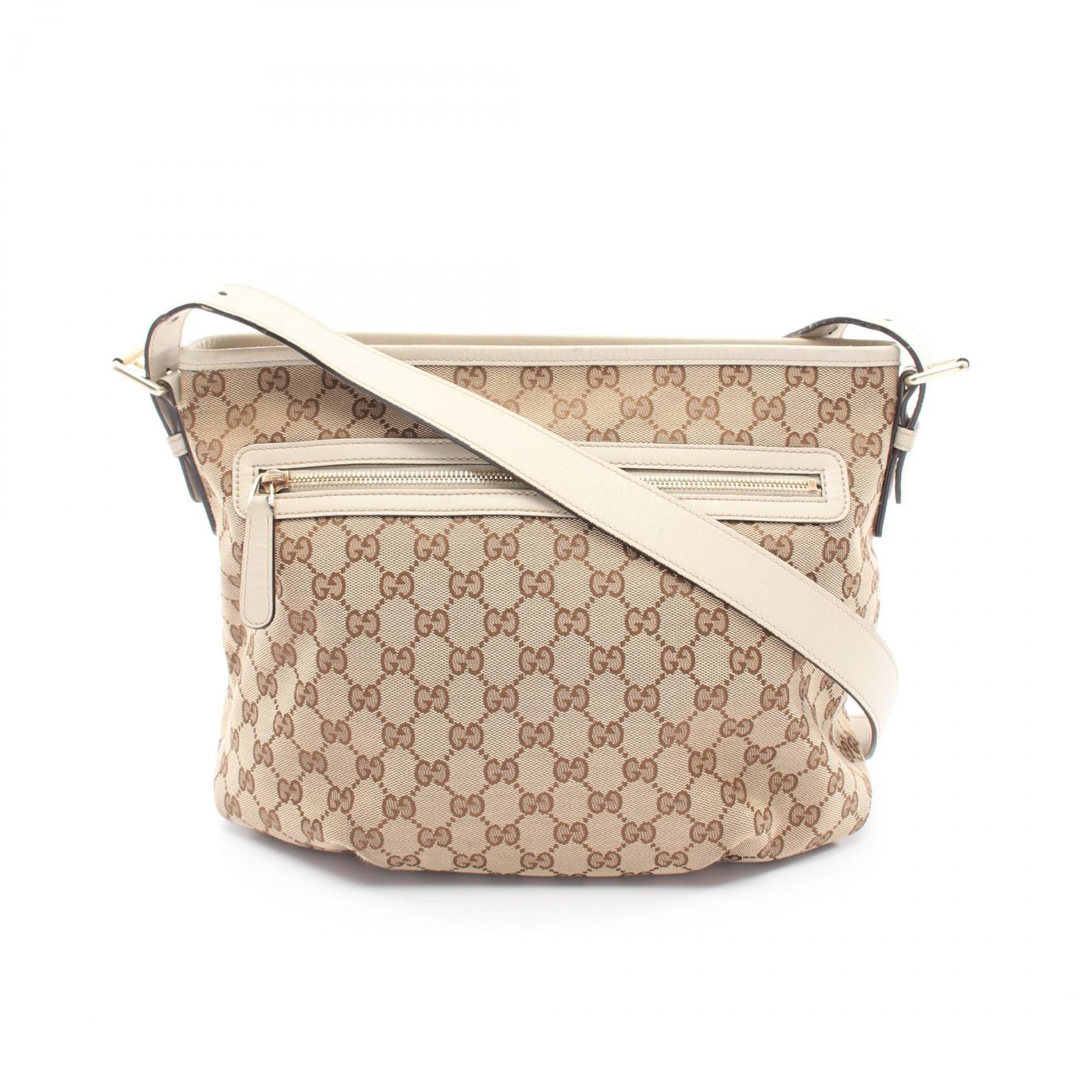 グッチ GUCCI GGキャンバス ショルダーバッグ バッグ キャンバス レザー レディース ベージュ系 / ホワイト系 388930 【中古】
