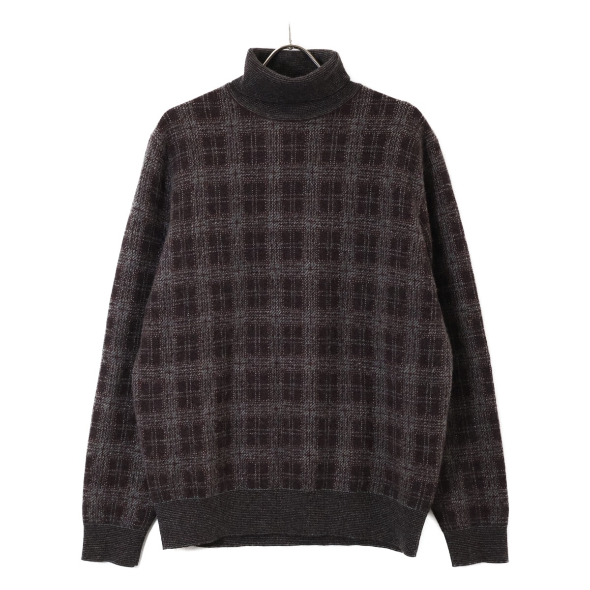 ロロピアーナ 【国内正規】FAI2977 チェック カシミヤxシルク タートルネック ニットセーター 52